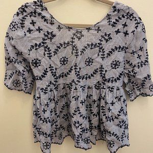 Zara trf Collection eyelet tie blouse